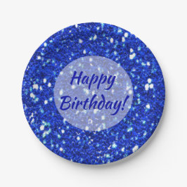 Funkelnd Royal Blue Glitzer Look glücklich Geburts Pappteller
