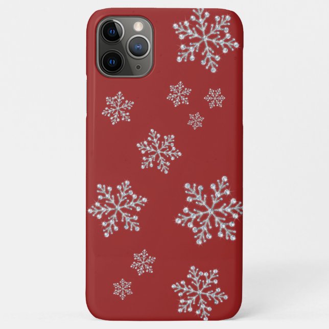 Funkelnd Schneeflocken auf Cranberry Red iPhone Ca Case-Mate iPhone Hülle (Rückseite)