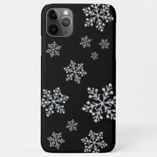 Funkelnd Schneeflocken schwarz iPhone Case