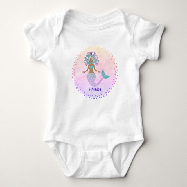 Funkelnd Schwanz-Illustration der Spielerin Baby Strampler (Vorderseite)