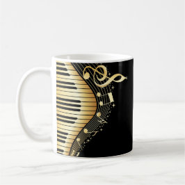 Funkelnd, schwarze und goldene Noten und Schlüssel Kaffeetasse