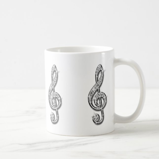 Funkelnd schwarze und silberne Musiknote Kaffeetasse (Rechts)
