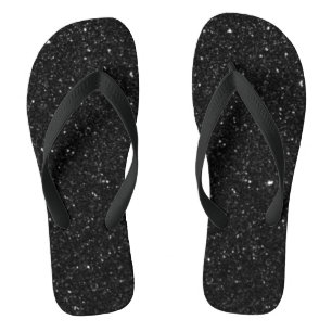 Funkelnd schwarzer Glitzer Shiny Flip Flops