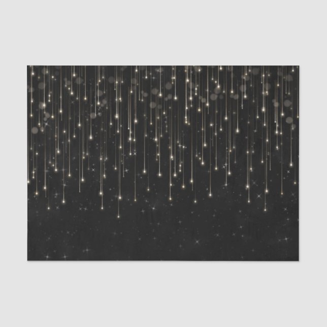 Funkelnd Shooting Stars Black Chic Modernes Party Seidenpapier (Vorderseite)