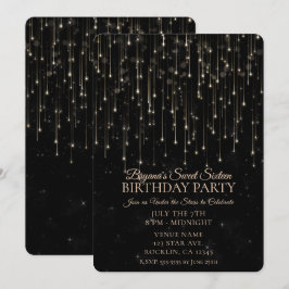Funkelnd Shooting Stars Black Chic Sweet 16 Einladung