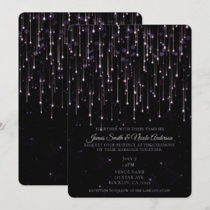 Funkelnd Shooting Stars Lila Chic Modern Wedding  Einladung