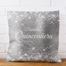 Funkelnd Silber Glitzer und Foil Quinceañera