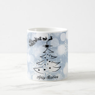 Funkelnd Silber mit Schneeflocke, Weihnachtsmann, Kaffeetasse