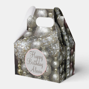 Funkelnd Silber- und rosa gestrichene Perlen Geschenkschachtel