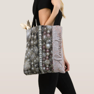 Funkelnd Silber- und rosa gestrichene Perlen Tasche