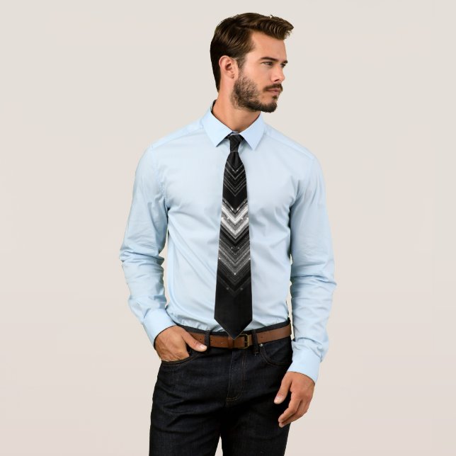 Funkelnd silberfarbene Zickzack Linien Krawatte (Beispiel)