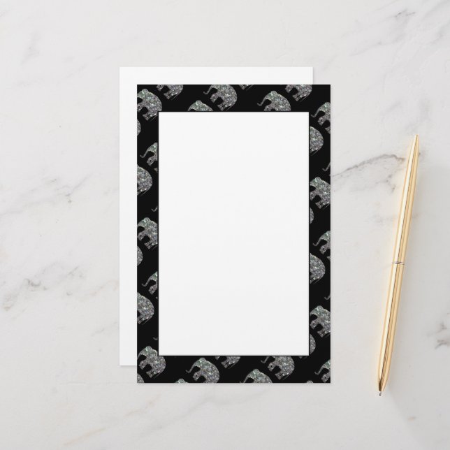 Funkelnd silberfarbenes Mosaikmuster Briefpapier (Vorderseite/Rückseite Beispiel)