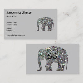 Funkelnd Silbermosaik-Elefantenmonogramm auf grau Visitenkarte