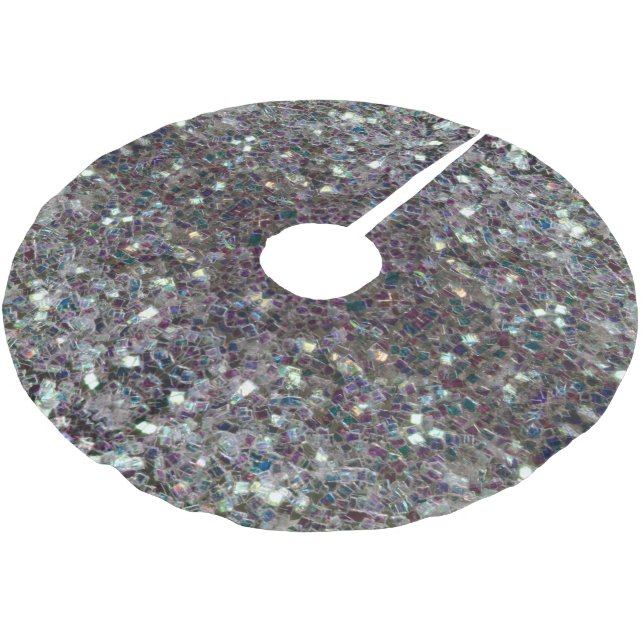 Funkelnd Silbermosaik v3 Polyester Weihnachtsbaumdecke (Schrägansicht)