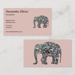 Funkelnd silberne Mosaik Elephant Monogram Rose pi Visitenkarte