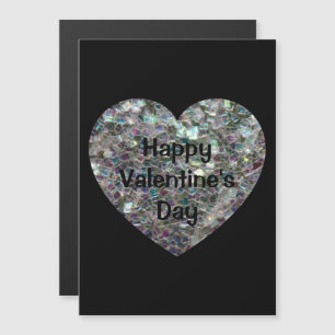 Funkelnd silberne Mosaik Valentinstag schwarz Magnetkarte