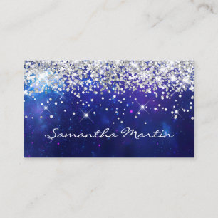 Funkelnd Silberner Glitzer Aqua Blue Celestial Visitenkarte