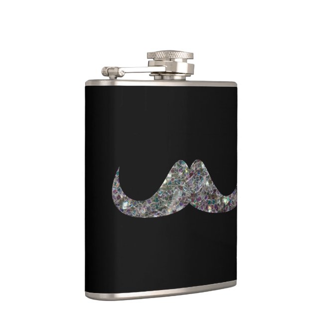 Funkelnd silberner mosaik Glitzer Mustache Anpasse Flachmann (Rechts)