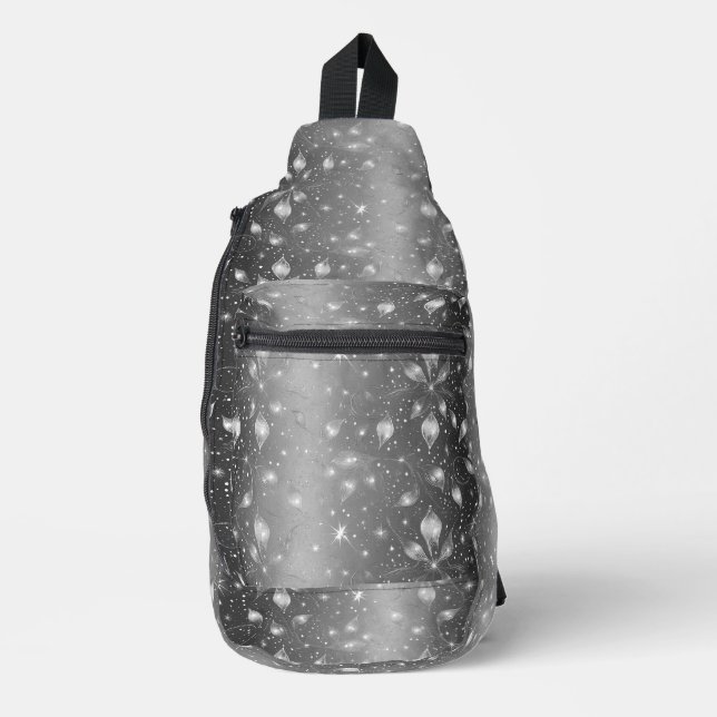 Funkelnd Silberschablone Crossbody Bag (Vorderseite)