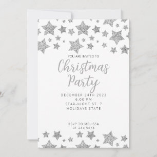 Funkelnd Silberstars Weihnachtsweiße Party Einladung