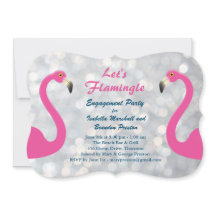 Funkelnd Silver Flamingo Engagement Party einladen