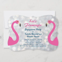Funkelnd Silver Flamingo Engagement Party einladen Einladung