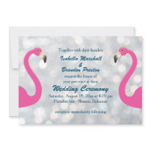 Funkelnd Silver Flamingo Wedding Einladung