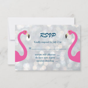 Funkelnd Silver Flamingo Wedding RSVP
