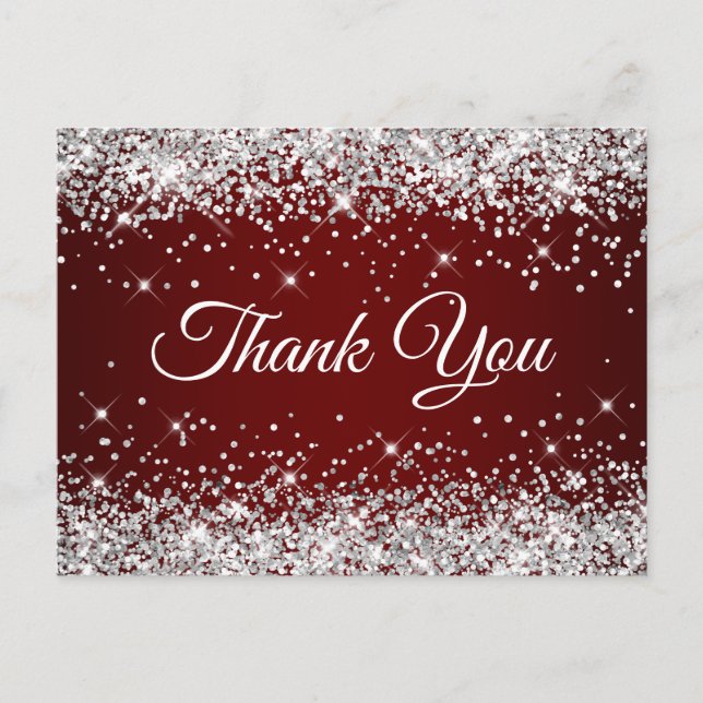 Funkelnd Silver Glitzer Burgundy Dark Red Vielen D Postkarte (Vorderseite)