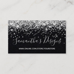 Funkelnd Silver Glitzer Online Store Premium Black Visitenkarte