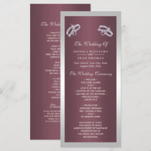 Funkelnd Silver Rings & Burgandy-Hochzeitsprogramm