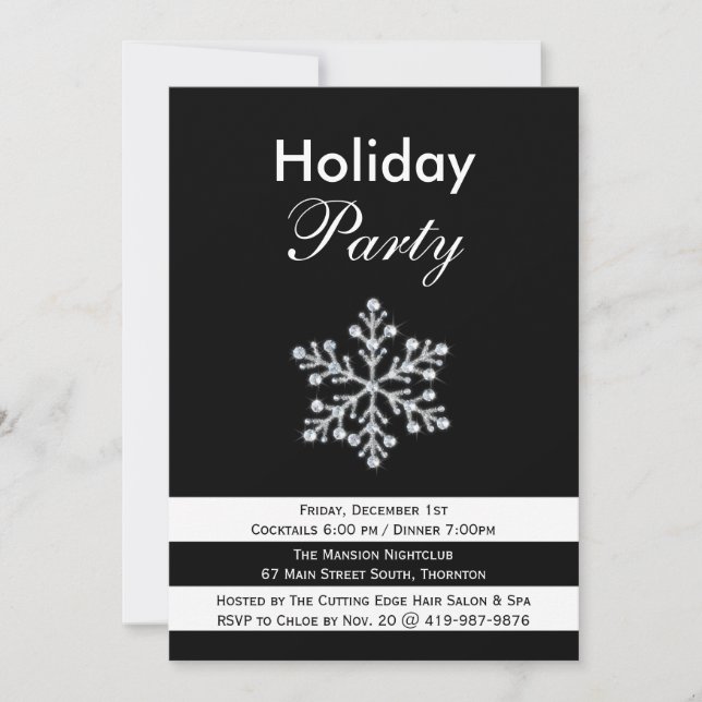 Funkelnd Snowflake Corporate Holiday Party - Einla Einladung (Vorderseite)