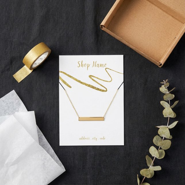 Funkelnd Squiggle, Halskette-Display-Karte (Gold sparkly squiggle, necklace display card.)
