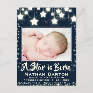 Funkelnd Stars Baby Foto Rahmen Geburtsankündigung Postkarte