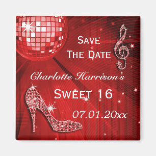 Funkelnd Stilett-Fersen-Bonbon 16 Save the Date Magnet