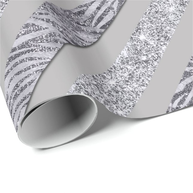 Funkelnd Streifen - Silber und Silber (a) Geschenkpapier (Rolleneckpunkt)