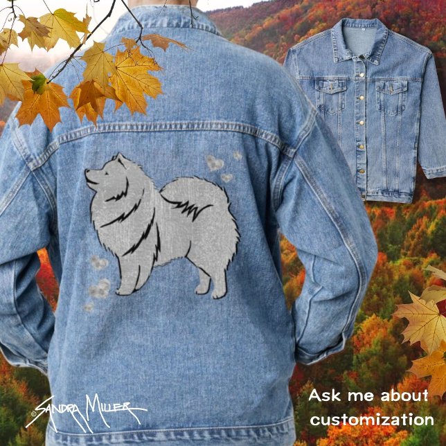 FUNKELND THANG Samoyed spitz lappende Imitate meta Jeansjacke (Von Creator hochgeladen)