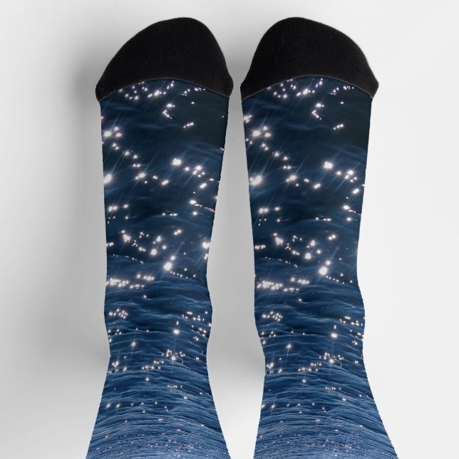 Funkelnd tiefe blaue Meereswellen Socken (Oben)