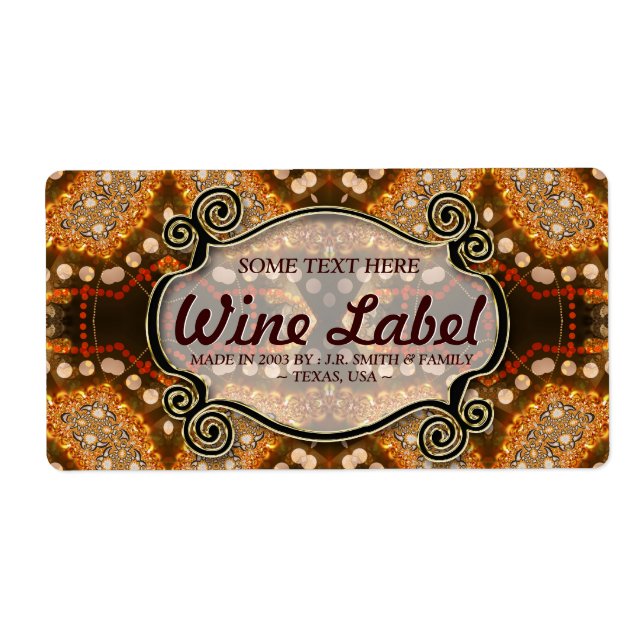 Funkelnd Tribal Earth Wedding Wine/Drink Labels (Vorne)