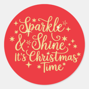 Funkelnd und strahlend ist Weihnachtszeit Glitter  Runder Aufkleber