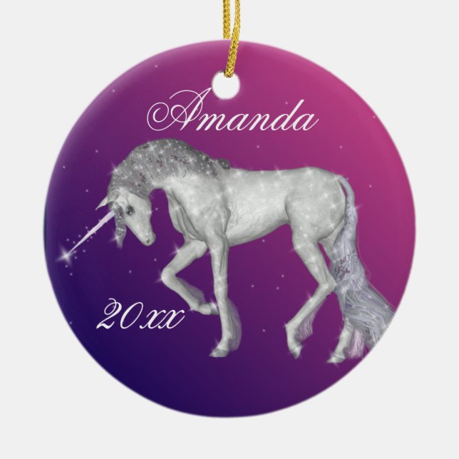 Funkelnd Unicorn-Fantasie Keramik Ornament (Vorne)