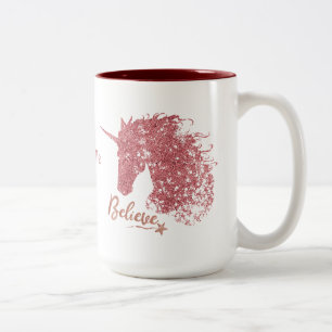 Funkelnd Unicorn-Glaube (Rose Gold) Zweifarbige Tasse