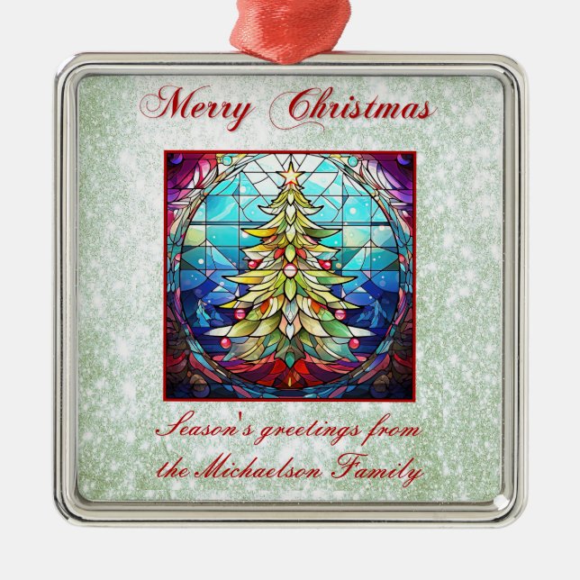 Funkelnd verketteter Weihnachtsbaum Grüner Glitzer Ornament Aus Metall (Vorne)