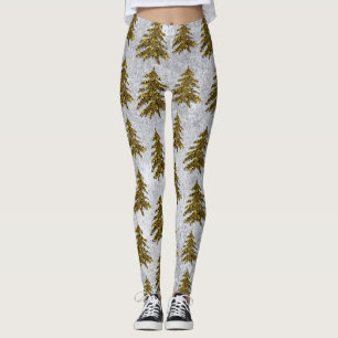 Funkelnd Weihnachtsbaum auf abstraktem Papier Leggings