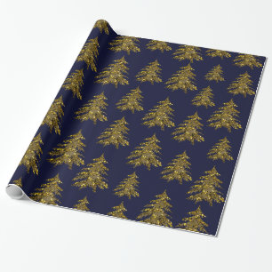 Funkelnd Weihnachtsbaum in dunkelblau Geschenkpapier