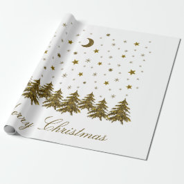 Funkelnd Weihnachtsbaum, Mond, Sterne Weihnachten Geschenkpapier