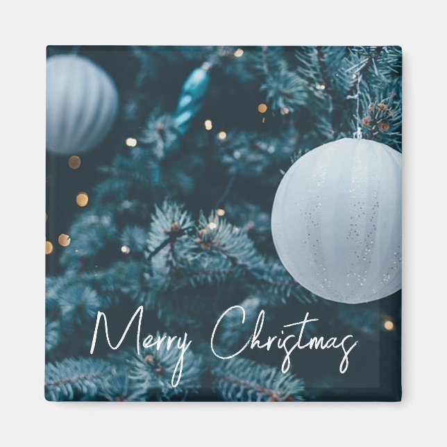 Funkelnd Weihnachtsbaum und Weihnachtsbälle Magnet (Vorne)