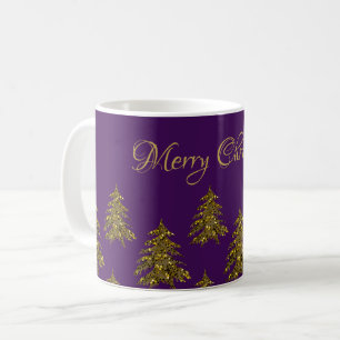 Funkelnd Weihnachtsbaum zu lila Weihnachten Kaffeetasse