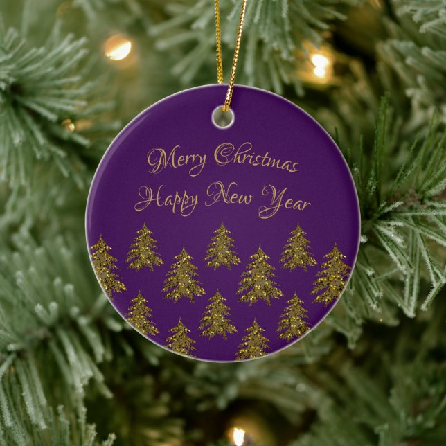 Funkelnd Weihnachtsbaum zu lila Weihnachten Keramik Ornament (Baum)