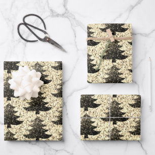 Funkelnd Weihnachtsbaumgold Geschenkpapier Set